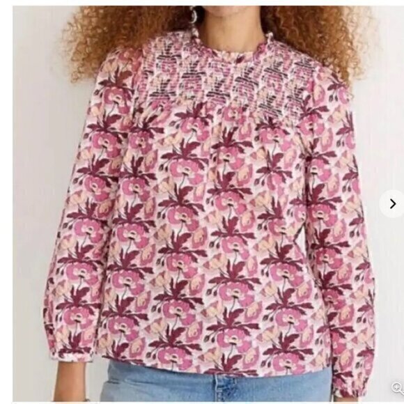 J.Crew Smocked button-back top in Liberty Fabric Butterfield Poppy - Picture 1 of 6